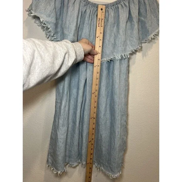 Show Me Your Mumu Lilian Off Shoulder Dress In Chambray Size Large - Picture 8 of 9